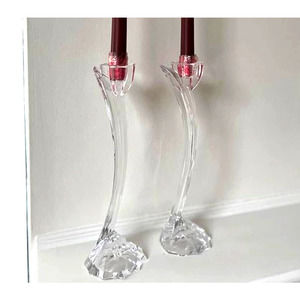 Pair of Crystal Mikasa Flower Song Tulip Top Candle Holders 10"